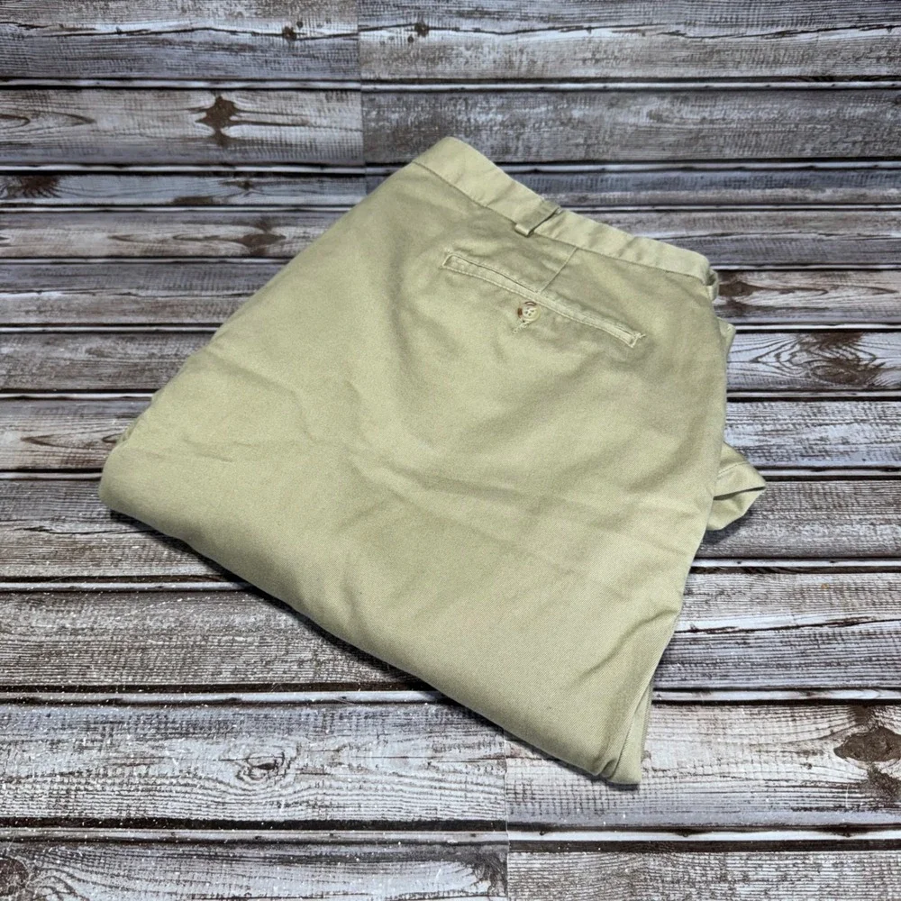 Polo‎ Ralph Lauren Mens 38x30 Actual Khaki Tan Pleated Cuffed Chino Pants Cotton